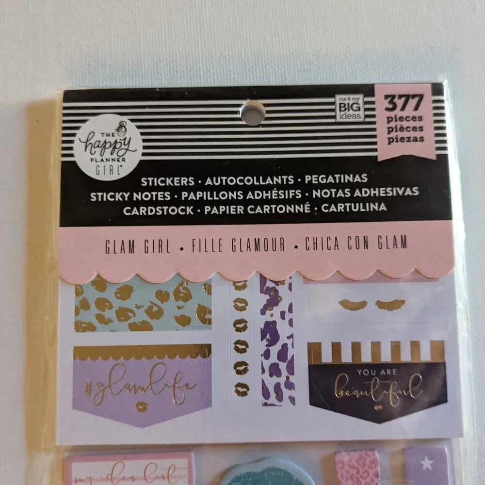 NWT 'Glam Girl' 377 pcs Happy Planner Stickers Multi Pack Sticky Notes Fashion
